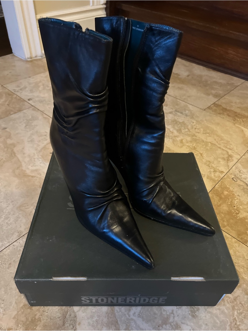 Stonridge Black Pointed Toe Mid-Calf Women's Boots